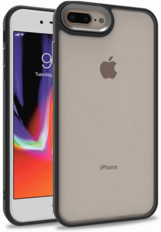 Apple iPhone 8 Plus Kılıf Electro Silikon Renkli Flora Kapak - Siyah