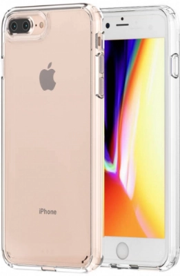 Apple iPhone 8 Plus Kılıf Korumalı Kenarları Silikon Arkası Sert Coss Kapak  - Şeffaf