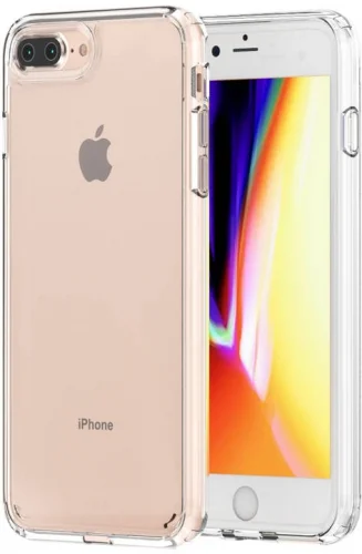 Apple iPhone 8 Plus Kılıf Korumalı Kenarları Silikon Arkası Sert Coss Kapak  - Şeffaf