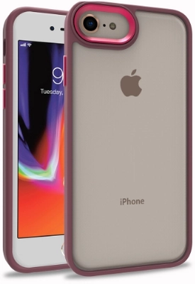 Apple iPhone SE 2 (2020) Kılıf Electro Silikon Renkli Flora Kapak - Kırmızı