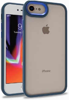 Apple iPhone SE 2 (2020) Kılıf Electro Silikon Renkli Flora Kapak - Mavi