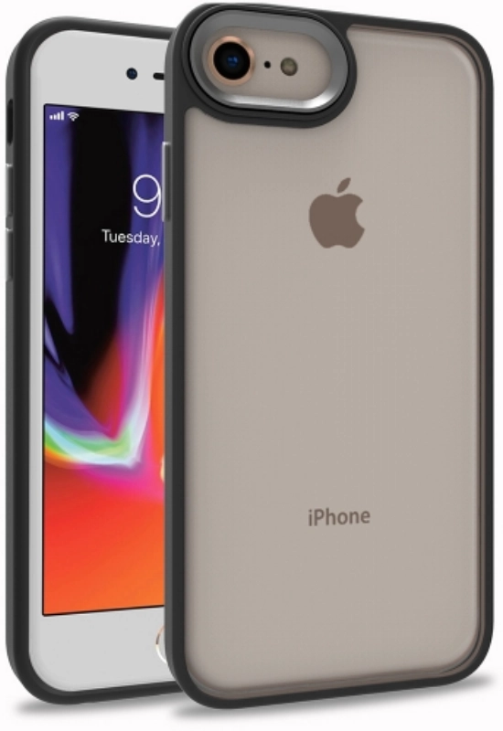 Apple iPhone SE 2 (2020) Kılıf Electro Silikon Renkli Flora Kapak - Siyah