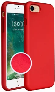 Apple iPhone SE 2 (2020) Kılıf Liquid Serisi İçi Kadife İnci Esnek Silikon Kapak - Kırmızı