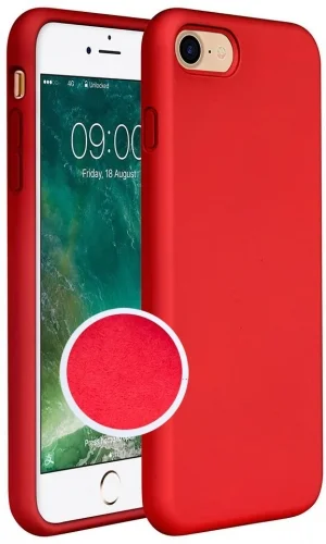 Apple iPhone SE 2 (2020) Kılıf Liquid Serisi İçi Kadife İnci Esnek Silikon Kapak - Kırmızı