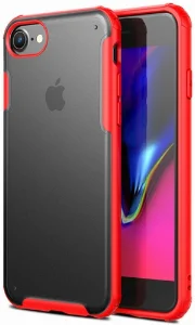 Apple iPhone SE 2 (2020) Kılıf Volks Serisi Kenarları Silikon Arkası Şeffaf Sert Kapak - Kırmızı