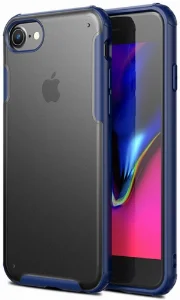 Apple iPhone SE 2 (2020) Kılıf Volks Serisi Kenarları Silikon Arkası Şeffaf Sert Kapak - Lacivert