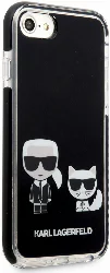 Apple iPhone SE 2020 Kılıf Karl Lagerfeld Kenarları Siyah Silikon K&C Dizayn Kapak - Siyah