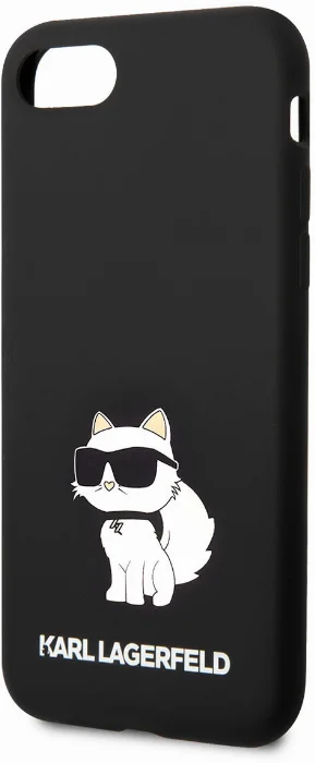 Apple iPhone SE 2020 Kılıf Karl Lagerfeld Silikon Choupette Dizayn Kapak - Siyah