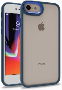 Apple iPhone SE 3 2022 Kılıf Electro Silikon Renkli Flora Kapak - Mavi