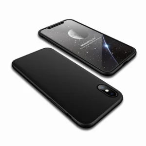 Apple iPhone X Kılıf 3 Parçalı 360 Tam Korumalı Rubber Kapak - Siyah