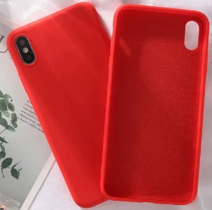 Apple iPhone X Kılıf Liquid Serisi İçi Kadife İnci Esnek Silikon Kapak - Kırmızı