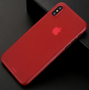 Apple iPhone X Kılıf Mat Şeffaf Esnek Kaliteli Ultra İnce PP Silikon  - Kırmızı
