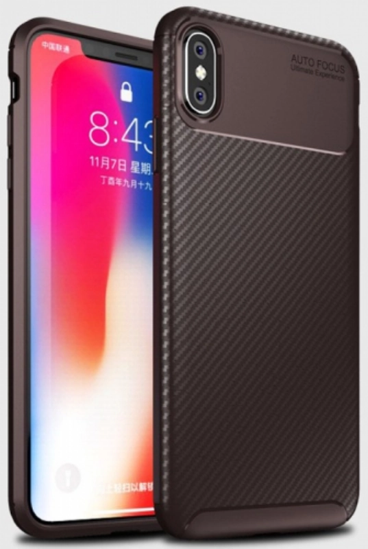 Apple iPhone X Kılıf Silikon Parmak İzi Bırakmayan Karbon Soft Negro Kapak - Kahve