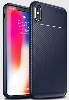 Apple iPhone X Kılıf Silikon Parmak İzi Bırakmayan Karbon Soft Negro Kapak - Lacivert