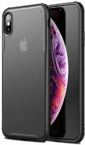Apple iPhone X Kılıf Volks Serisi Kenarları Silikon Arkası Şeffaf Sert Kapak - Siyah