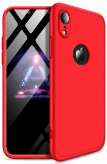 Apple iPhone Xr Kılıf 3 Parçalı 360 Tam Korumalı Rubber AYS Kapak  - Kırmızı