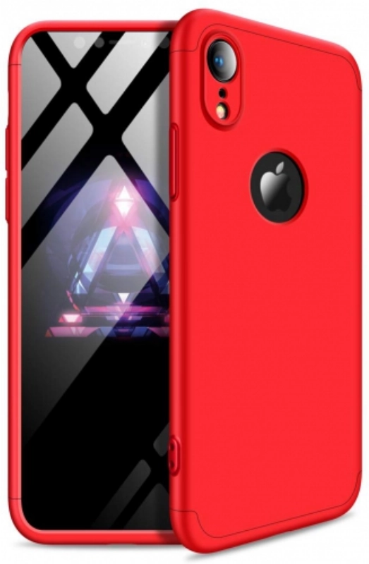 Apple iPhone Xr Kılıf 3 Parçalı 360 Tam Korumalı Rubber AYS Kapak  - Kırmızı