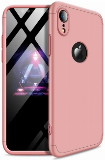 Apple iPhone Xr Kılıf 3 Parçalı 360 Tam Korumalı Rubber AYS Kapak  - Rose Gold