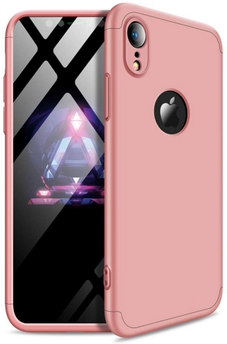 Apple iPhone Xr Kılıf 3 Parçalı 360 Tam Korumalı Rubber AYS Kapak  - Rose Gold