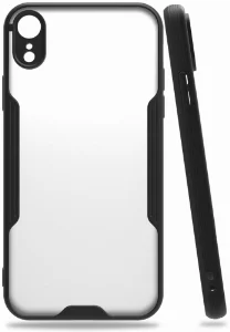 Apple iPhone Xr Kılıf Kamera Lens Korumalı Arkası Şeffaf Silikon Kapak - Siyah