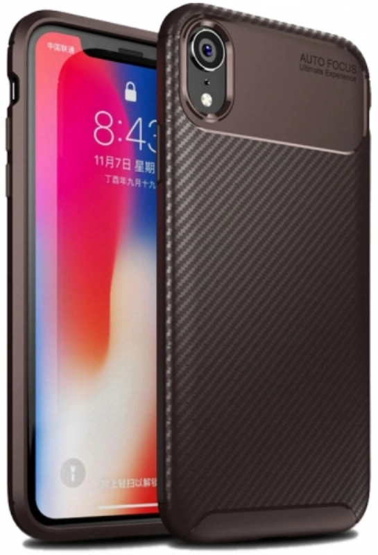 Apple iPhone Xr Kılıf Silikon Parmak İzi Bırakmayan Karbon Soft Negro Kapak - Kahve