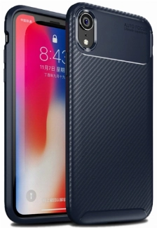 Apple iPhone Xr Kılıf Silikon Parmak İzi Bırakmayan Karbon Soft Negro Kapak - Lacivert