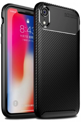 Apple iPhone Xr Kılıf Silikon Parmak İzi Bırakmayan Karbon Soft Negro Kapak - Siyah