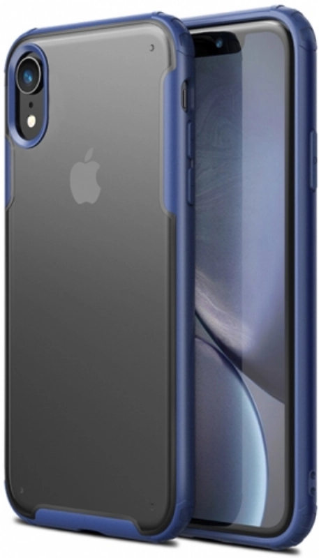 Apple iPhone Xr Kılıf Volks Serisi Kenarları Silikon Arkası Şeffaf Sert Kapak - Lacivert