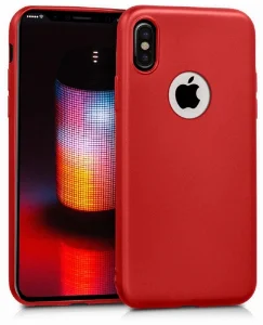 Apple iPhone Xs Kılıf İnce Mat Esnek Silikon - Kırmızı