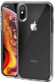 Apple iPhone Xs Kılıf Korumalı Kenarları Silikon Arkası Sert Coss Kapak  - Şeffaf