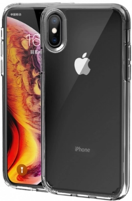 Apple iPhone Xs Kılıf Korumalı Kenarları Silikon Arkası Sert Coss Kapak  - Şeffaf