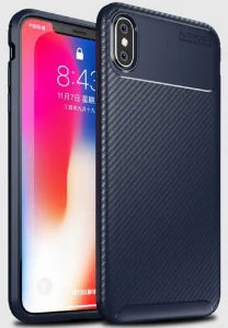 Apple iPhone Xs Kılıf Karbon Serisi Mat Fiber Silikon Negro Kapak - Lacivert