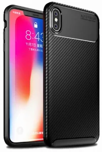 Apple iPhone Xs Kılıf Karbon Serisi Mat Fiber Silikon Negro Kapak - Siyah