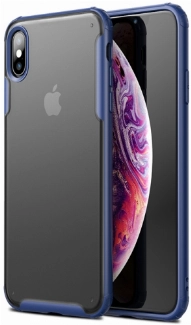 Apple iPhone Xs Kılıf Volks Serisi Kenarları Silikon Arkası Şeffaf Sert Kapak - Lacivert