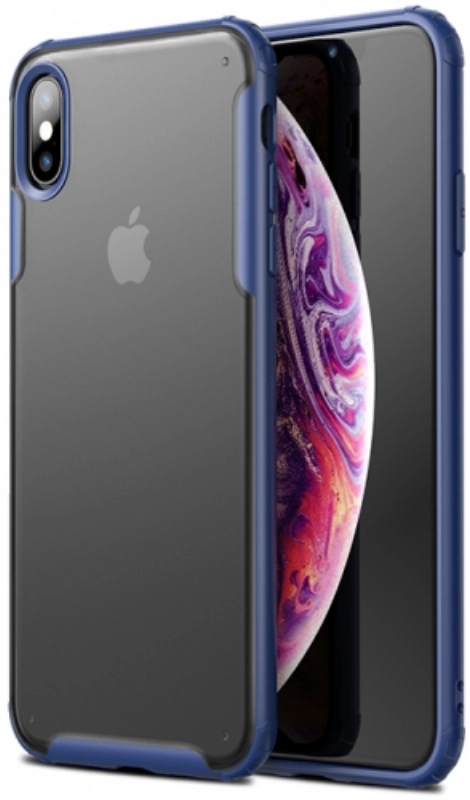 Apple iPhone Xs Kılıf Volks Serisi Kenarları Silikon Arkası Şeffaf Sert Kapak - Lacivert