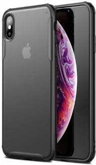 Apple iPhone Xs Kılıf Volks Serisi Kenarları Silikon Arkası Şeffaf Sert Kapak - Siyah