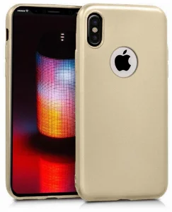 Apple iPhone Xs Max Kılıf İnce Mat Esnek Silikon - Gold