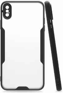 Apple iPhone Xs Max Kılıf Kamera Lens Korumalı Arkası Şeffaf Silikon Kapak - Siyah