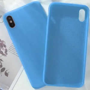 Apple iPhone Xs Max Kılıf Liquid Serisi İçi Kadife İnci Esnek Silikon Kapak - Mavi