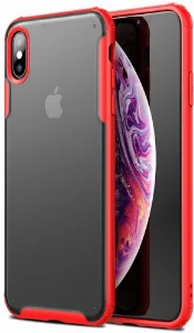 Apple iPhone Xs Max Kılıf Volks Serisi Kenarları Silikon Arkası Şeffaf Sert Kapak - Kırmızı