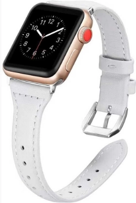 Apple Watch 38mm Deri Kordon KRD-28 - Beyaz