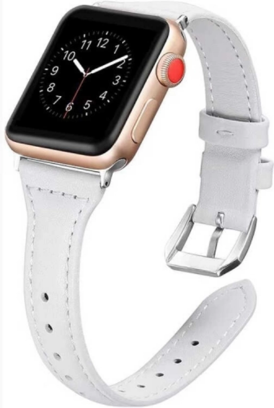 Apple Watch 38mm Deri Kordon KRD-28 - Beyaz