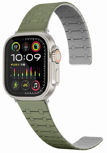 Apple Watch 38mm Kordon Çizgili Desenli Silikon KRD-111 Kordon - Yeşil