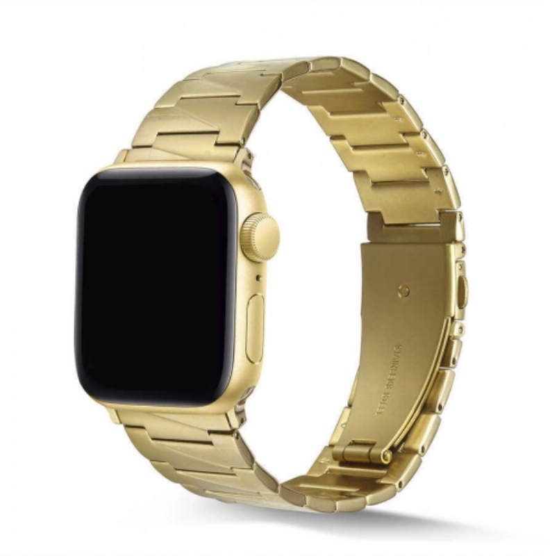 Apple Watch 38mm Kordon KRD-48 Metal Strap Kayış Üçgen Parçalı - Gold