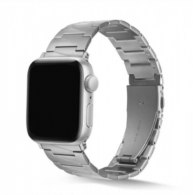 Apple Watch 38mm Kordon KRD-48 Metal Strap Kayış Üçgen Parçalı - Gümüş