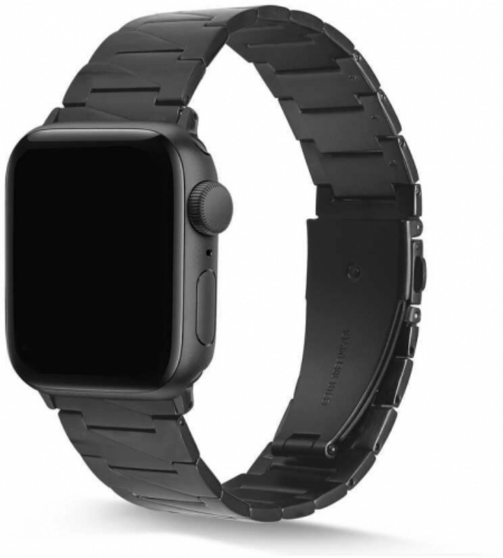 Apple Watch 38mm Kordon KRD-48 Metal Strap Kayış Üçgen Parçalı - Siyah