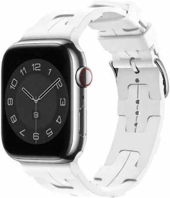 Apple Watch 38mm Kordon Metal Toka Tasarımlı KRD-92 Silikon Kordon - Beyaz