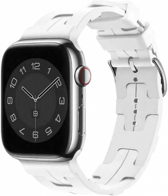 Apple Watch 38mm Kordon Metal Toka Tasarımlı KRD-92 Silikon Kordon - Beyaz