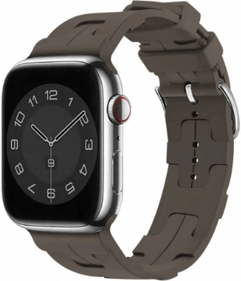 Apple Watch 38mm Kordon Metal Toka Tasarımlı KRD-92 Silikon Kordon - Haki