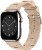 Apple Watch 38mm Kordon Metal Toka Tasarımlı KRD-92 Silikon Kordon - Kahve Açık